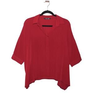 HELLY Deep Red Button Down Blouse Size Large